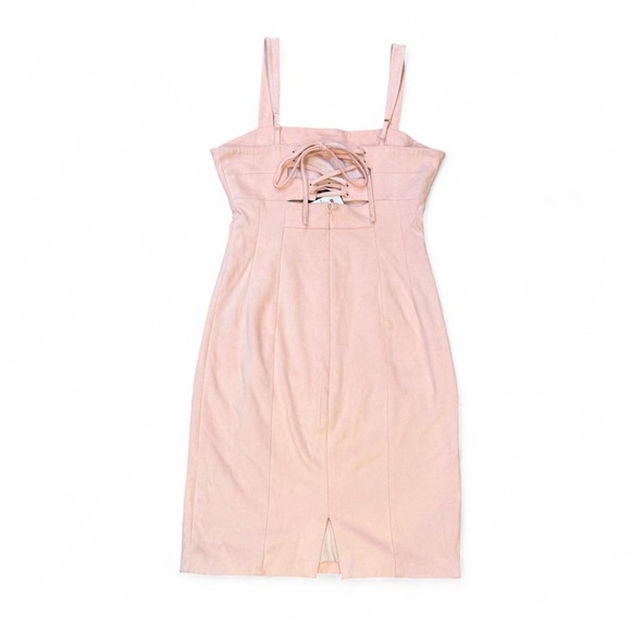 NWT Guess Peach Crème Sleeveless Rossella Faux Suede Lace Up Dress, Size 10. - Picture 4 of 8